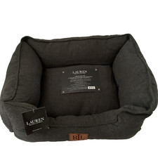 Ralph Lauren Designer Luxus Haustierbett für Katzen oder kleine Hunde dunkelgrau