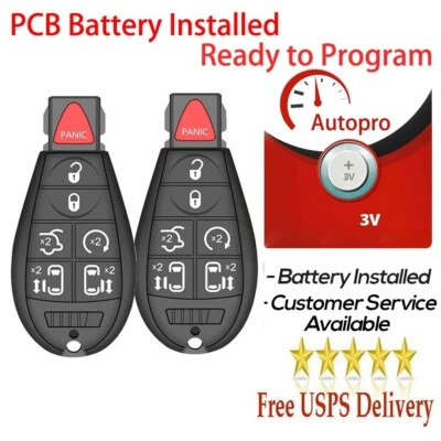 2 Remote Car Key Fob For 2008-2020 Dodge Grand Caravan Chrysler Town&Country - Image 1 of 4