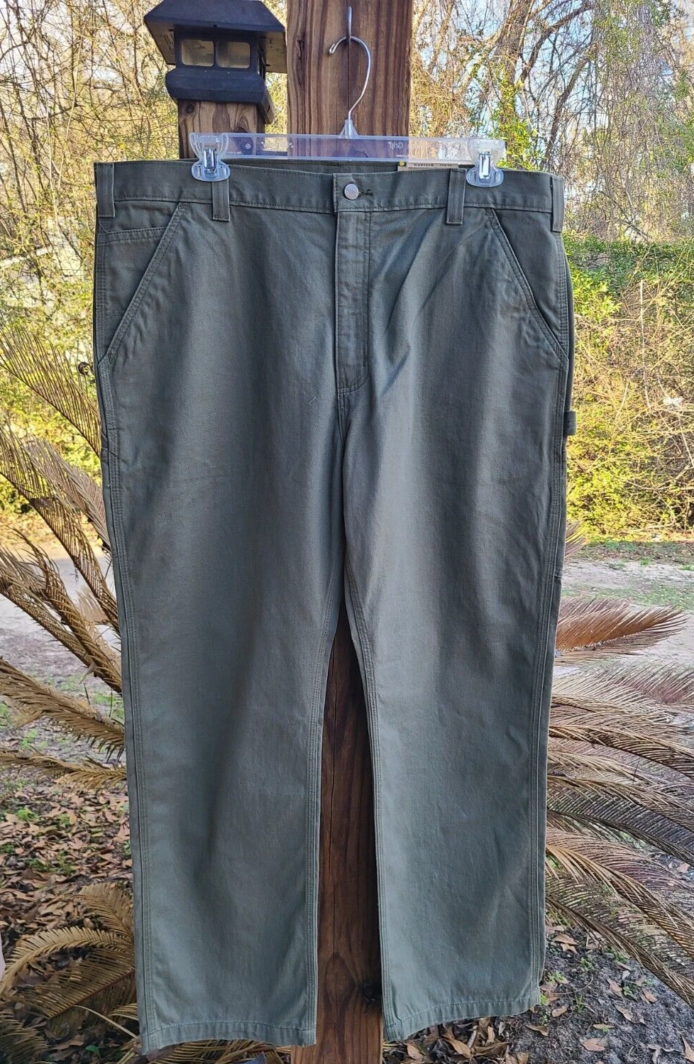 Carhartt Pants Men 42x32 Green Relaxed Fit Rugged Flex Duck Utility Workwear New