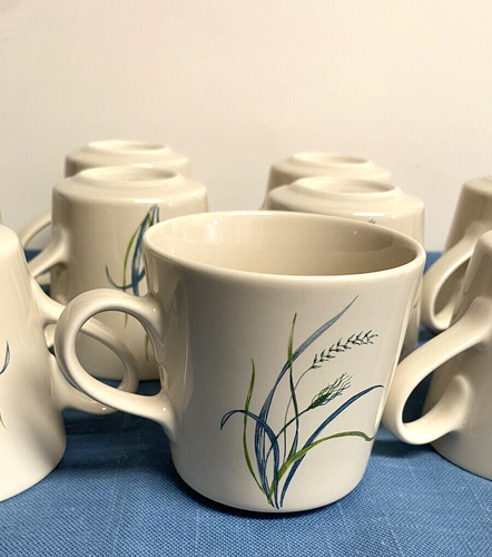 Set of 9 Corelle Coordinates Stoneware Ivory Coffee Tea Mugs Cups Wheat Design - Picture 6 of 8