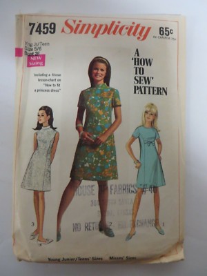 Vtg 60's Simplicity 7459 A-LINE PRINCESS SEAM DRESS Sewing Pattern Junior Teen | eBay Vtg 60's Simplicity 7459 A-LINE PRINCESS SEAM DRESS Sewing Pattern Junior Teen | eBay