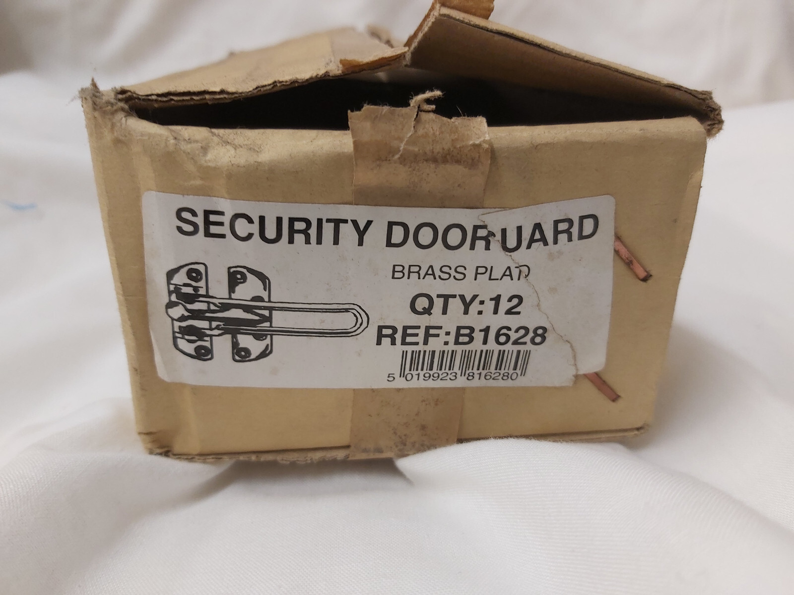 Box 12 Security Door Chain Guard Lock Slide Restrictor 110mm, Brass Plated