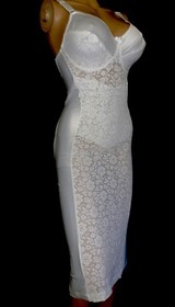 38 D NOS VTG Satin Lace Bra Girdle Full Slip Spandex One Piece Body Shaper