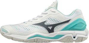 mizuno wave stealth v cool blue netball trainers