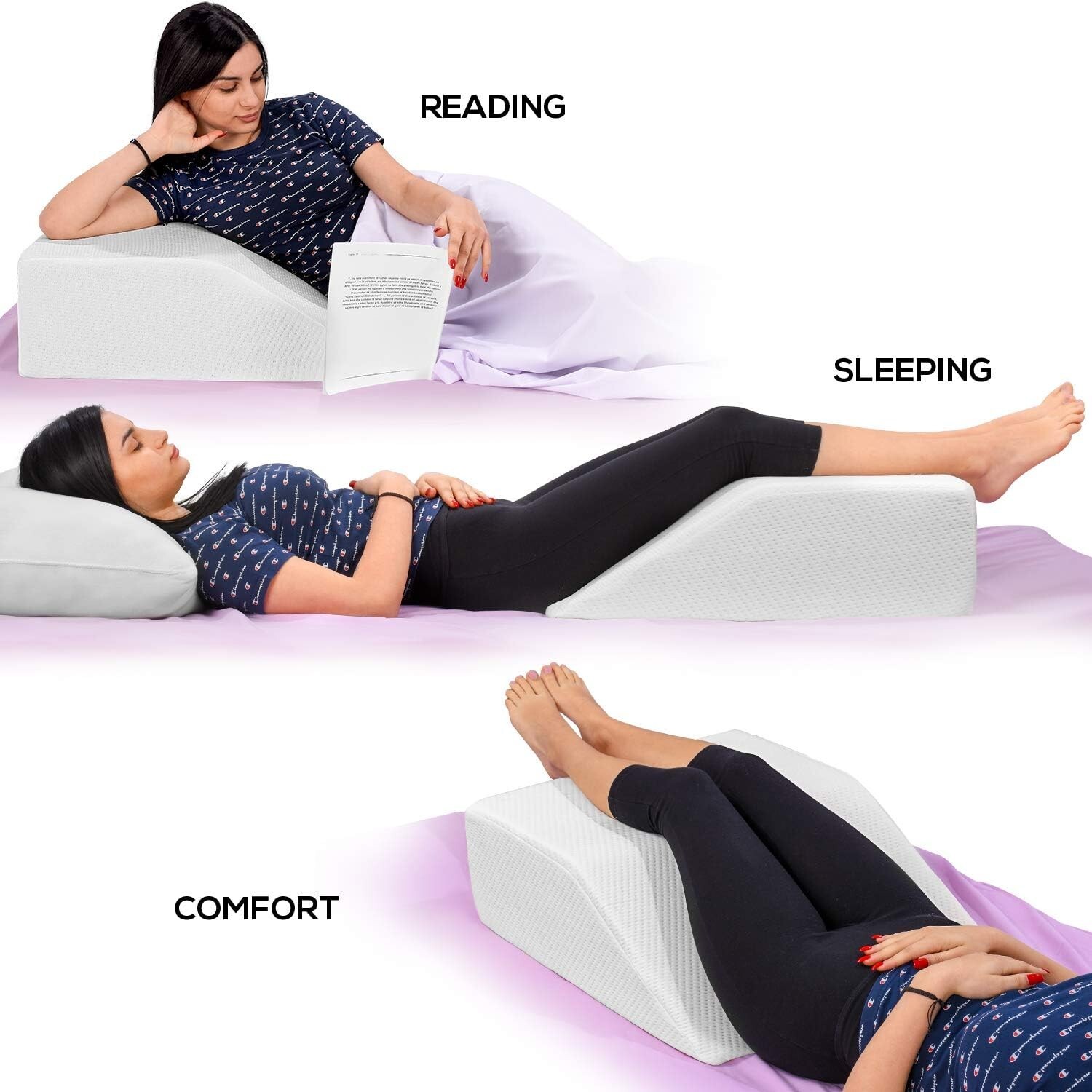Ergonomic Memory Foam Leg Elevation Pillow - 24" Wedge for Relief & Recovery