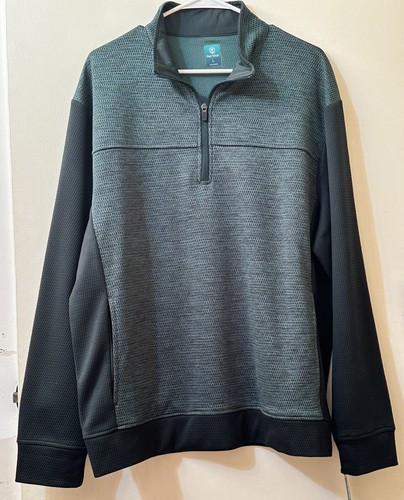☆Pro Tour Golf☆NWT☆Mens Large Green Sweater Shirt 1/4 Zip Mock Neck Fleece - Picture 9 of 10