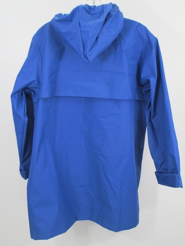 L.L. BEAN Hooded Rain Coat Unisex Large Blue P.V.C Nylon Flap Pockets VTG 90's - Picture 4 of 21