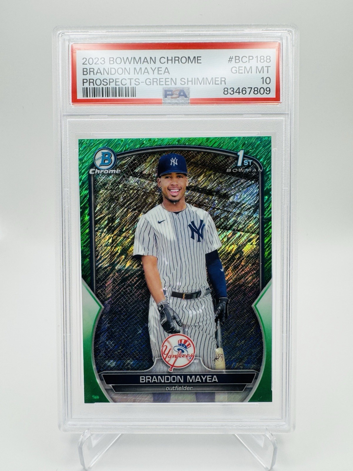 2023 Bowman Chrome Brandon Mayea - 1st Bowman Green Shimmer Refractor /99 PSA 10