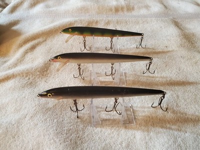 Rapala Minnow Topwater Lures x 3 6 1/2 Inch 2 Sil/Bl & 1 Perch Pike/Muskie