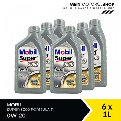 Mobil Super 3000 Formula P 0W-20 ACEA C5 Peugeot Motoröl 6x1 Liter = 6 Liter