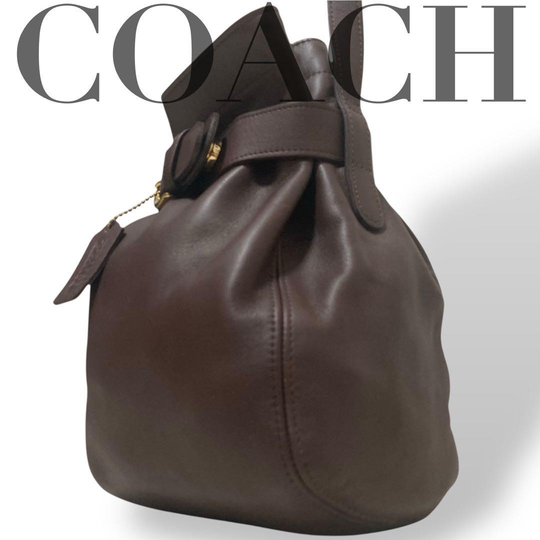 Coach Vintage Brown Leather Drawstring Shoulder Bag Genuine All-Leather  