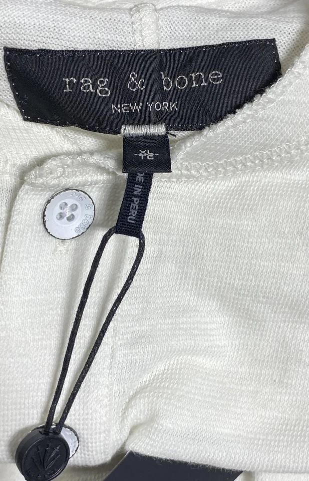 NWT Rag & Bone Classic Slub Knit Long Sleeve Henley Shirt Off White Sz XL - Image 4 of 4