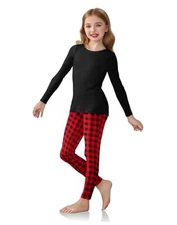  Girls Clothes 2 Piece Fall Outfits Slim Long Sleeve 9-10 Years Red Black Plaid