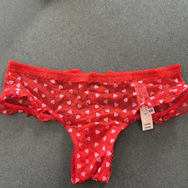 NWT Victoria's Secret Tease Lace Cheeky Hearts Panty Small