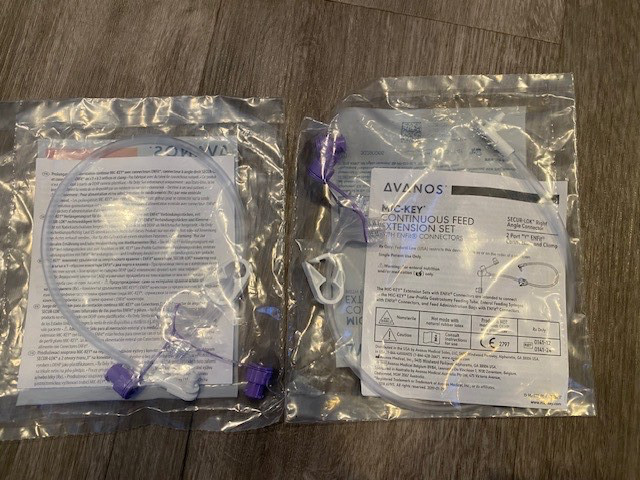 Set of 2 Avanos 0141-12 MIC-KEY CONTINUOUS FEED EXTENSION SET w/Enfit Connectors
