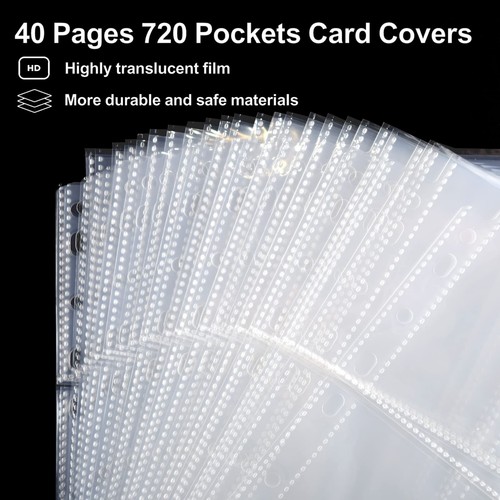 PESLNG Buste per Carte Collezionabili 40 Pagine 720 Tasche (Trasparente) - Foto 11 di 24