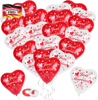 Howaf Just Married Luftballons, 50 StüCk Herzluftballons Rot Weiß, Luftballons H