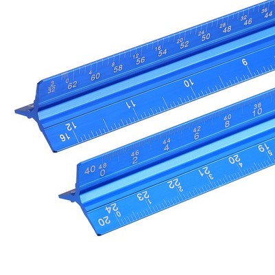 2PCS 13 Inch Imperial Engineer Scale Ruler Aluminum Construction Rulers, Blue
