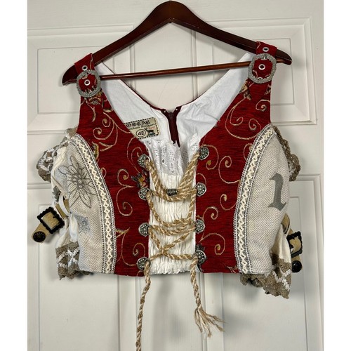 Oscar Munchner Trachten Red Tapestry Lace Up Dirndl Bodice Top Women 42 (L)
