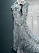 Phase Eight Sage Blue Garden Party Camella Pleated Midi Dress BNWT £140 14 UK 