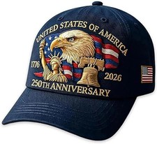 Baseball Cap United States 250th Anniversary Hat3D Embroidery Craftsmanship Blue