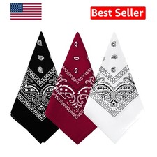 Luxe Soft Cotton Bandanas Pack - Stylish Paisley in 22 x 22 for All Ages