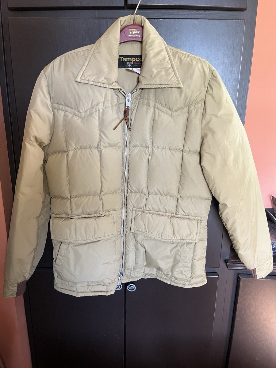 Tempco Vintage Down Coat Large USA EUC Tan