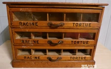 Caisse  boite Ancienne Publicitaire en Bois Publicité  racine tortue  péche déco