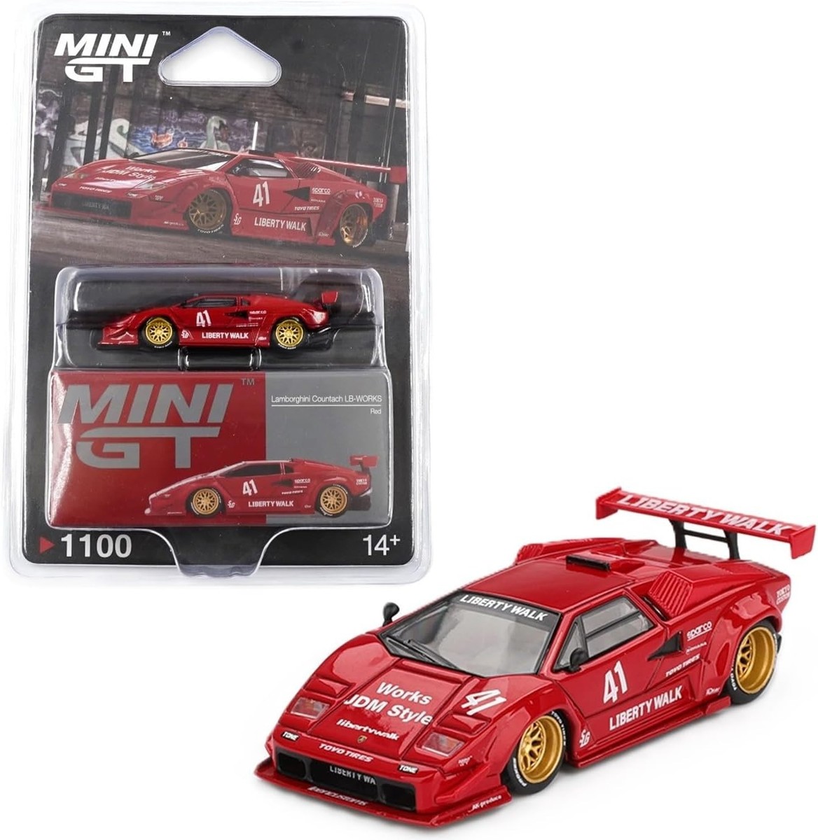 Mini GT 1:64 Lamborghini Countach LB-Works Red Diecast Model Car