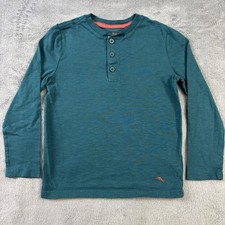 Tommy Bahama Henley Long Sleeve Shirt Kids Size S 5/6 Green Logo Casual EUC