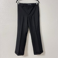 Vintage Ralph Lauren Pants Wool Trousers Black Wide Leg Pinstripes Women s 4