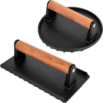 Burger Press Set - 7'' Round Smash & & Rectangle 