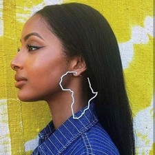 Large Africa Outline Earrings Wire Hoop Style Cultural Heritage Fashion Silver