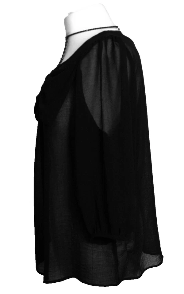 NEW QUALITY TOMMY & KATE 🌸BLACK CHIFFON BOW OCCASION TOP 🌸 SIZE 16 #JC158931 - Image 3 of 4