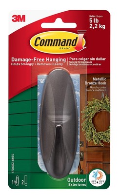 3M Command Metallic Bronze Hook Large Outdoor Wreath Hanger for