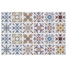 24 Pcs Tile Stickers Waterproof PVC Wall Tile Stickers 3.94"x3.94" Yellow Red