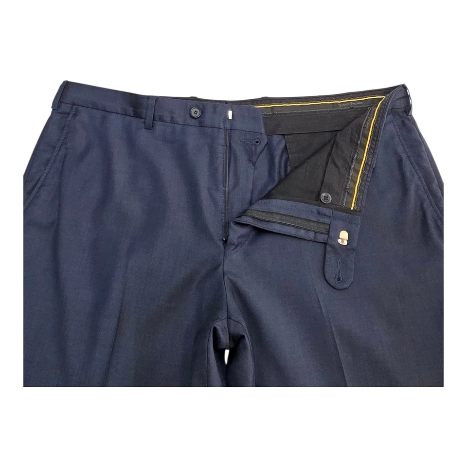 Pantalones de vestir Hickey Freeman de lujo silenciosos para hombre 38 pantalones a medida de lana azul marino... Foto 3 de 4