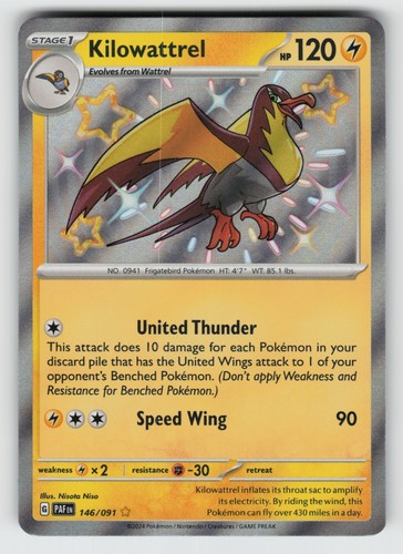 UR - 02 Holo Kilowattrel 146/091 Shiny Rare SV: Paldean Fates