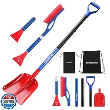 WORKPRO 3-Piece Snow Removal Kit, 47" Detachable Snow Shovel, 27"