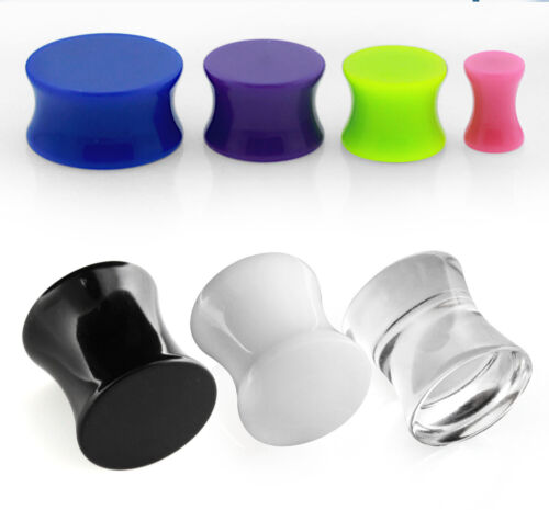Pairs Bright Color Solid Acrylic Ear Plugs Retainer Flared Gauge Earring 8G-1/2" - Afbeelding 1 van 1