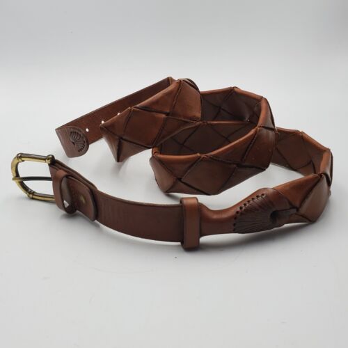 Vintage Leather Belt Brown Woven Adjustable La Franch'e Paris Western - Picture 1 of 17