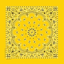 NEW 22" Bright Lemon Yellow Paisley Bandana Handkerchief Scarf 100 Cotton USA