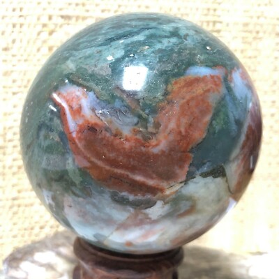 446g Natural Ocean Jasper Ball Crystal Quartz Stone Sphere Healing Reiki