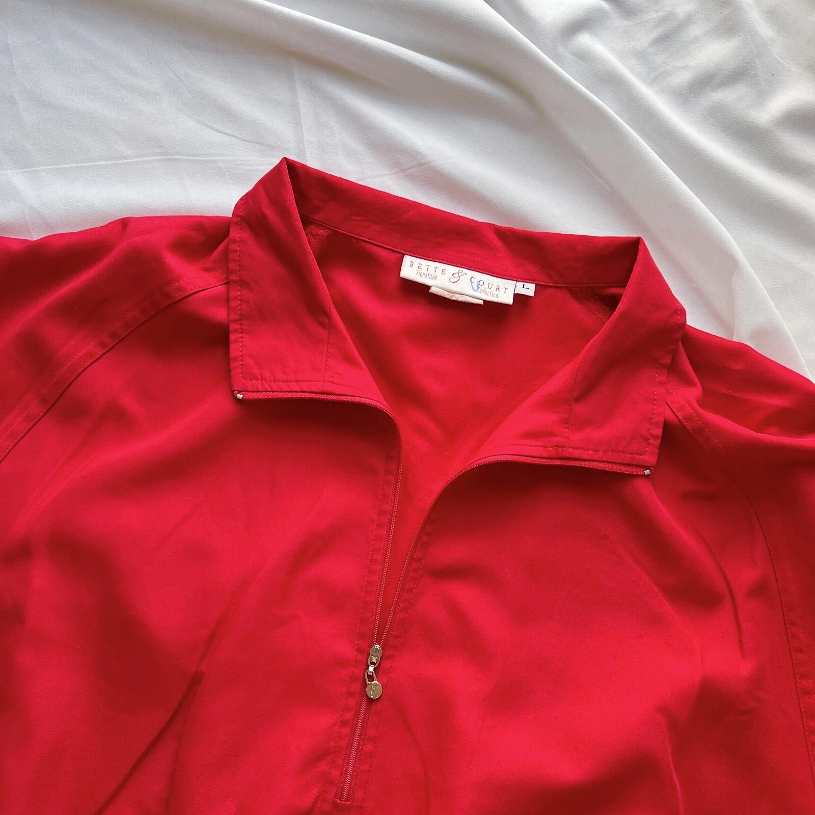 Giacca Coach Bette & Court Vintage anni 80 Taglia Large XL Rossa Felpa Mezza Zip