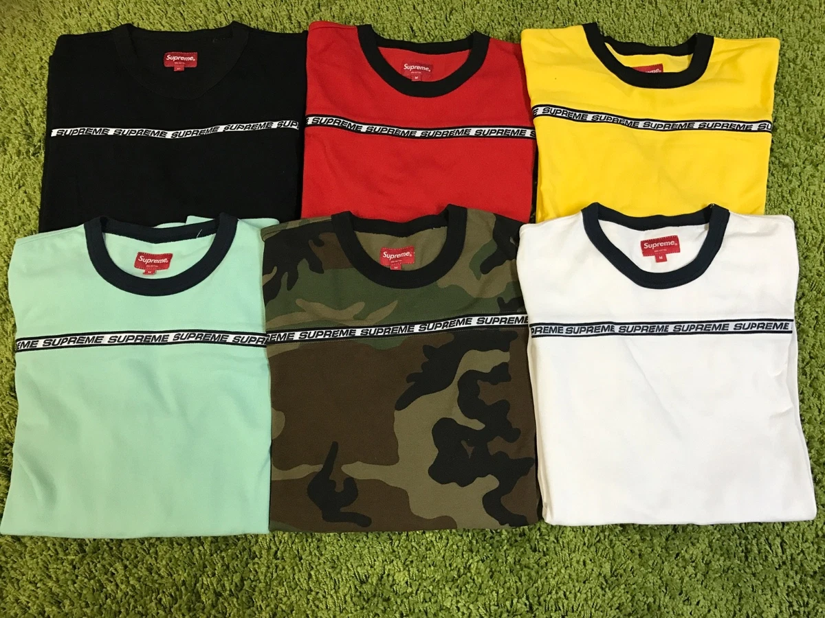 Supreme F/W 2017 Tape Stripe L/S Pique Top Size M Box Logo