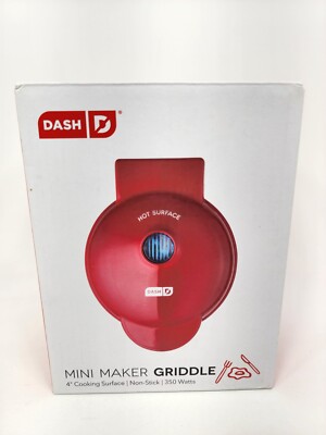 Dash DMS001RD Mini Maker Electric Round Griddle/ Individual Pancakes RED  (NEW)