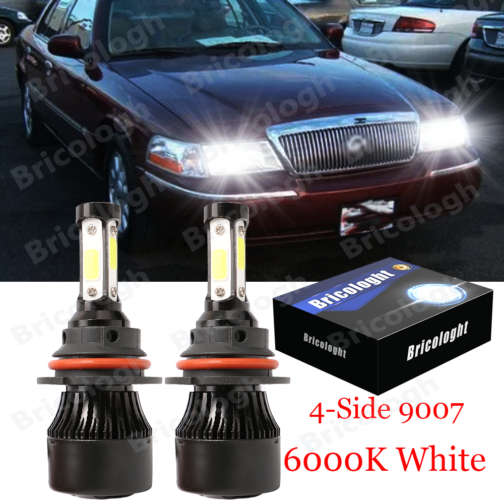 2006 Headlight Bulb Kit For Mercury Grand Marquis 1998-2005 - 9007 HB5  White 6000K (Pair) LED Headlight Bulbs, image size:1000x1000