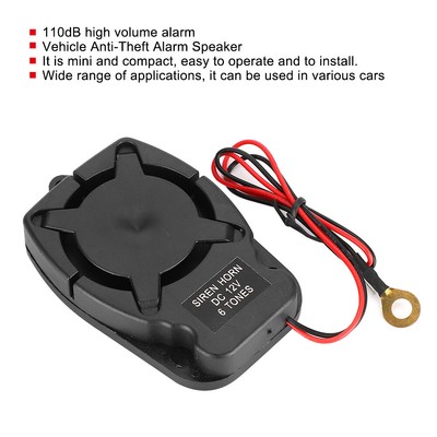 DC12V Car Vehicle Anti Theft Alarm Speaker Horn 6 Sound 110db Security Syste Hot