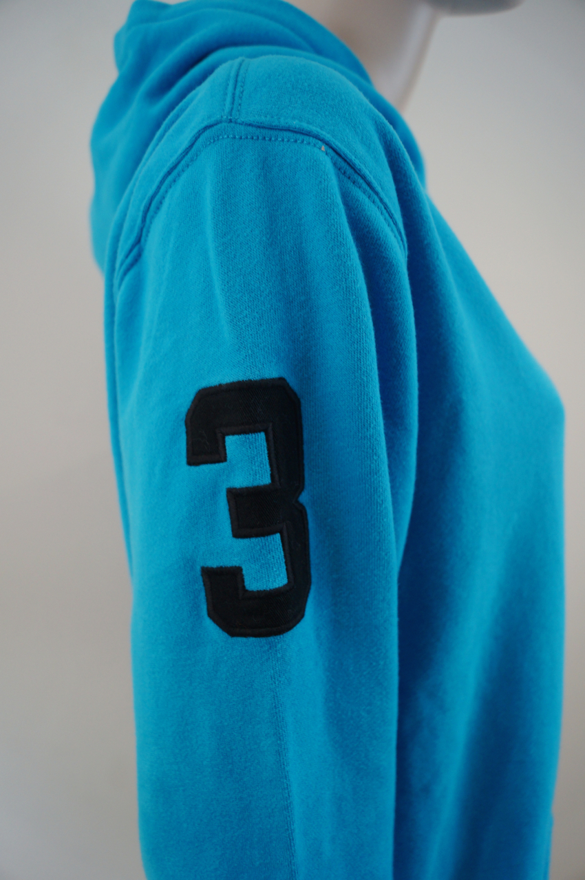 Felpa con cappuccio POLO RALPH LAUREN ragazzo blu caraibico grande pony nuova con etichette