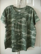 Must! Old Navy Olive Army Green Camouflage Slub Scoop Neck T-shirt 16 18 XL 1X